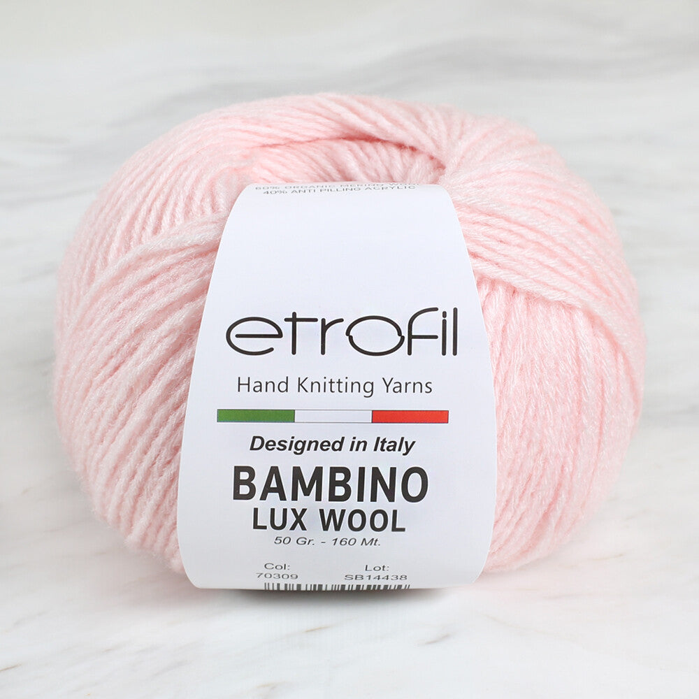 Etrofil Bambino Lux Wool Açık Pembe El Örgü İpliği - 70309
